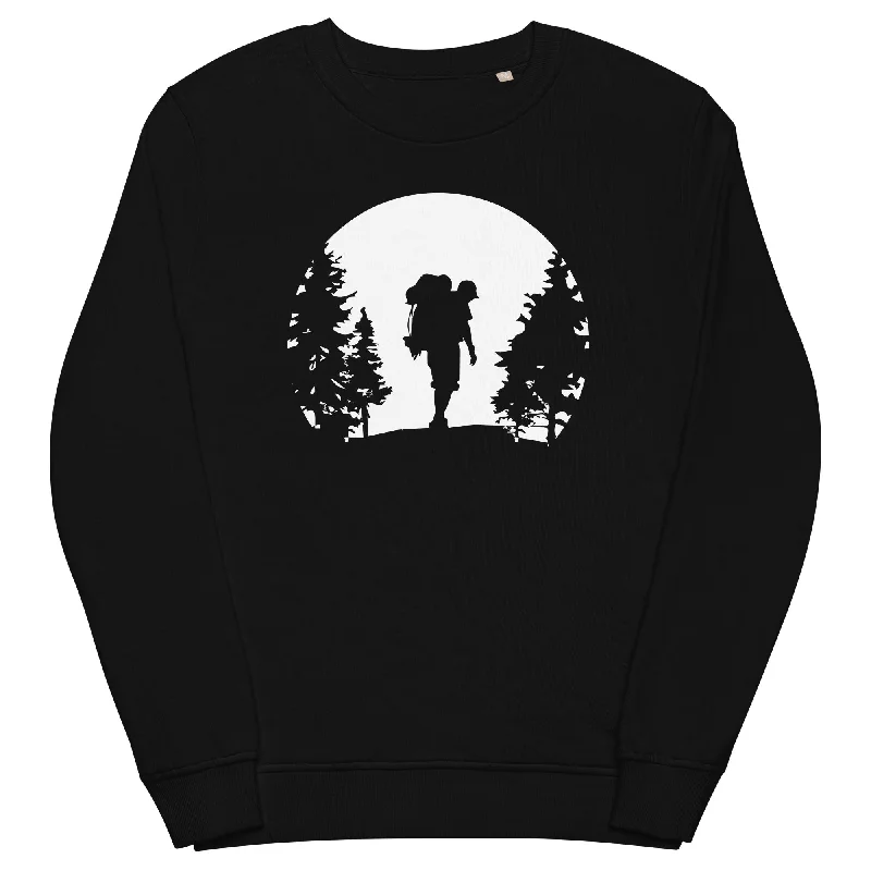 Moon - Wandern - (10) - Unisex Premium Organic Sweatshirt.Hoodie with Button Classic Timeless Hoodie with Button Classic Timeless