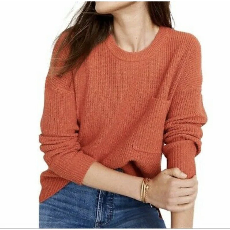 MADEWELL Women Thompson Pocket Pullover Sweater XS Orange Slouchy Knit AA782 NWT Wool Sweater Cotton Sweater Cashmere Sweater