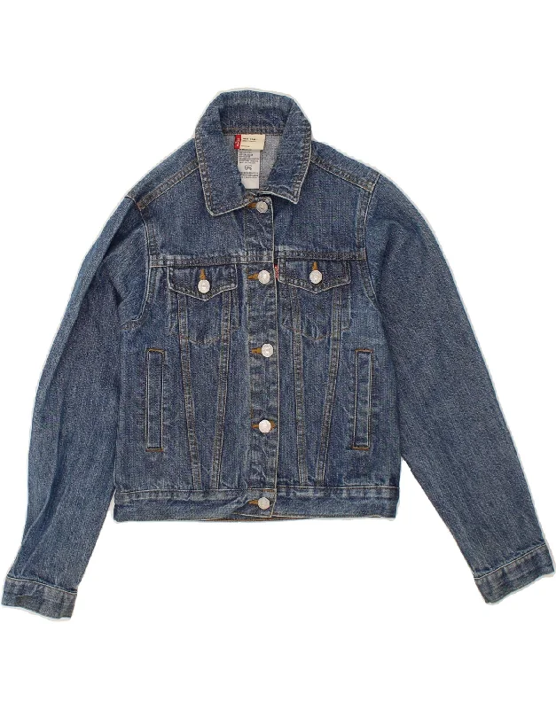 LEVI'S Girls Denim Jacket 14-15 Years Large Blue Cotton Chenille Fabric Brocade Fabric Lace Fabric