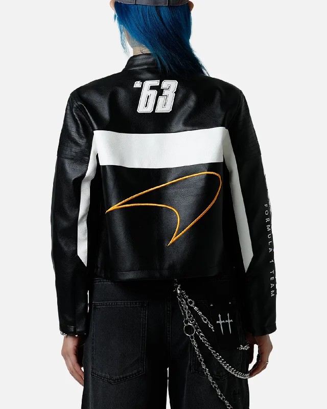 We Are The Wild Collective X Women's Mclaren 'Vegas Grad Prix 2024' Crop Racing Jacket Black Zippered Jacket Buttoned Jacket Snapped Jacket