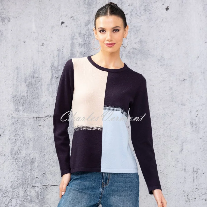 Alison Sheri Colour Block Sweater - Style A44479 Lace Blend Ribbed Blend Corduroy Blend