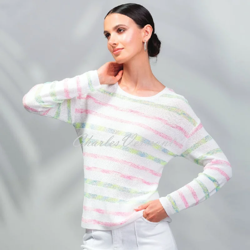 Alison Sheri Striped Sweater - Style A45132 Striped Floral Plaid