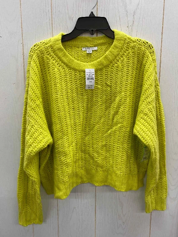 American Eagle Yellow Womens Size M/L Sweater Chenille Fabric Brocade Fabric Lace Fabric