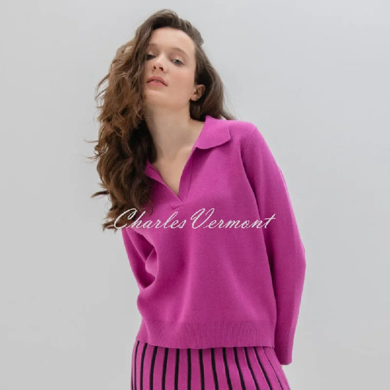 Marble Sweater - Style 7627-222 (Magenta) Silk Blend Satin Velvet