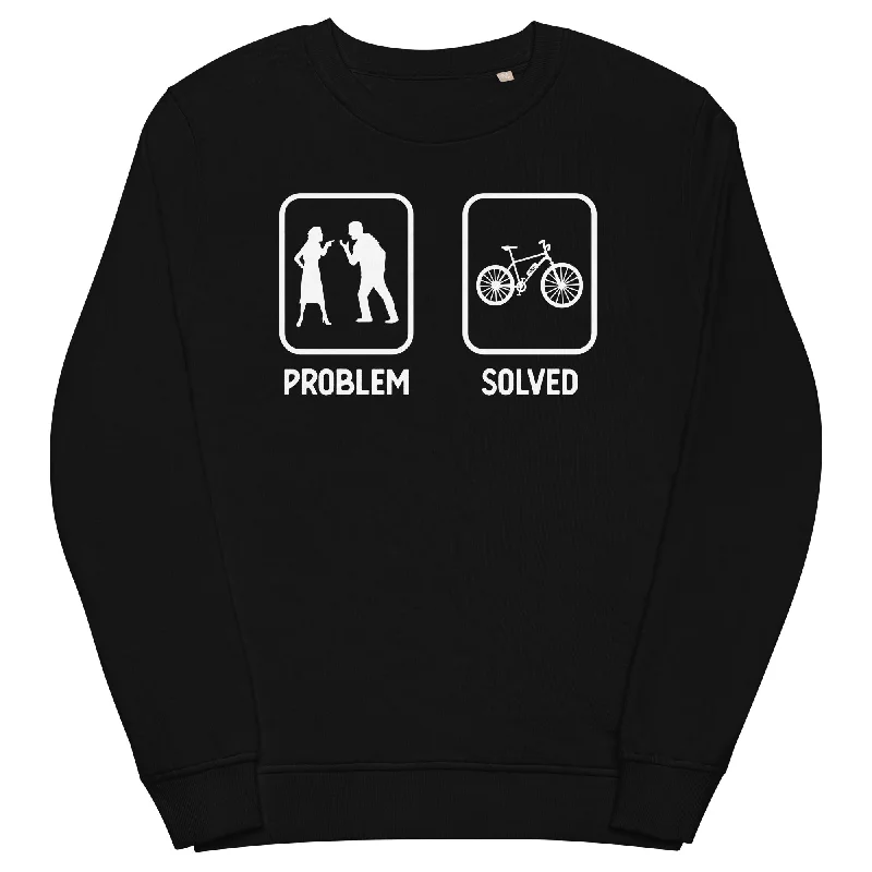 Problem Solved - E-Bike - Unisex Premium Organic Sweatshirt.Hoodie with Hem Raw Edge Edgy Unfinished Hoodie with Hem Raw Edge Edgy Unfinished