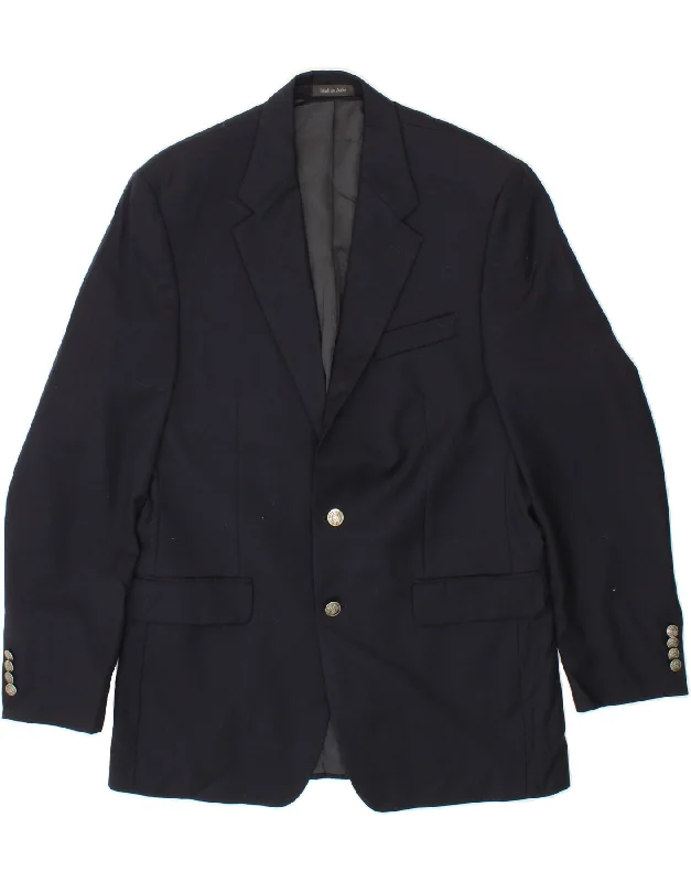 MICHAEL KORS Mens 2 Button Blazer Jacket UK 40 Large Navy Blue Wool Satin Jacket Silk Jacket Chiffon Jacket