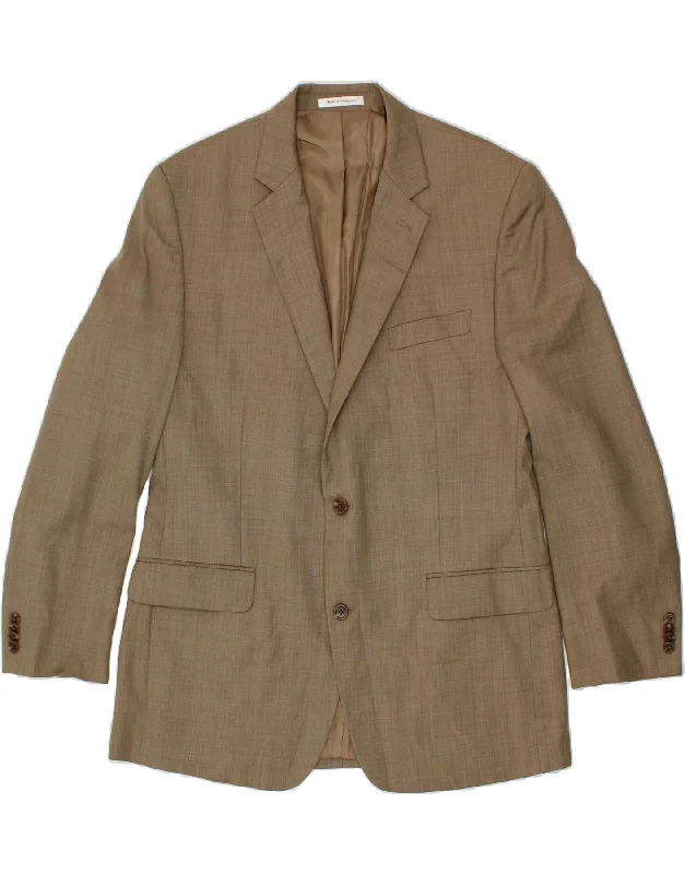 MICHAEL KORS Mens 2 Button Blazer Jacket IT 44 XS Beige Wool Faux Fur Fabric Real Fur Fabric Shearling Fabric