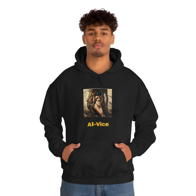 AI Vice Vigilante themed Heavy Blend™ Hooded Sweatshirt.Hoodie with Hem Lace Feminine Delicate Hoodie with Hem Lace Feminine Delicate