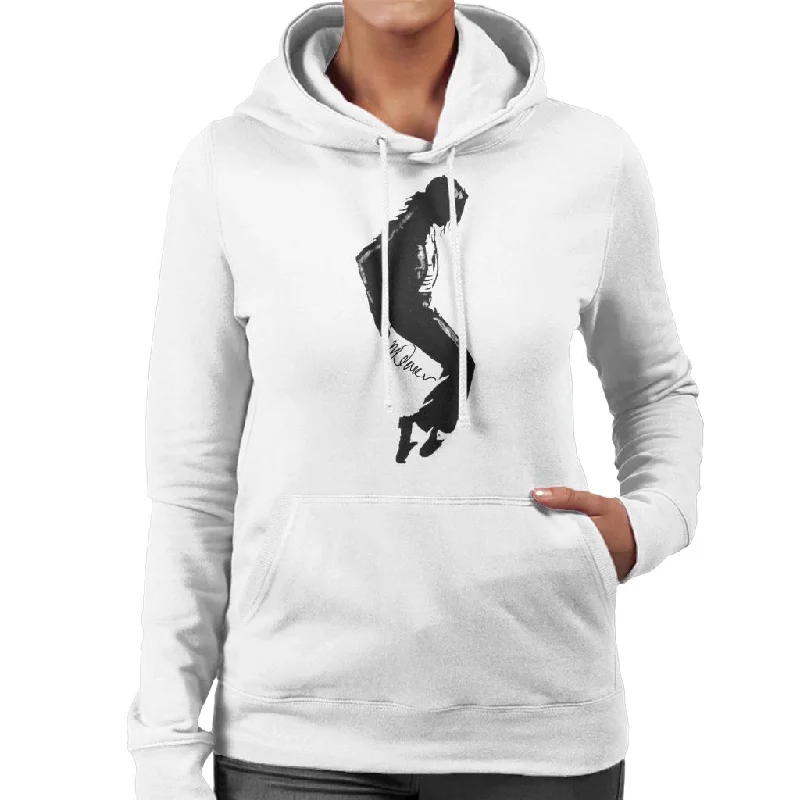 Sidney Maurer Original Portrait Of Michael Jackson Silhouette Women's Hooded Sweatshirt.Hoodie with Hidden Zipper Minimalist Clean Hoodie with Hidden Zipper Minimalist Clean