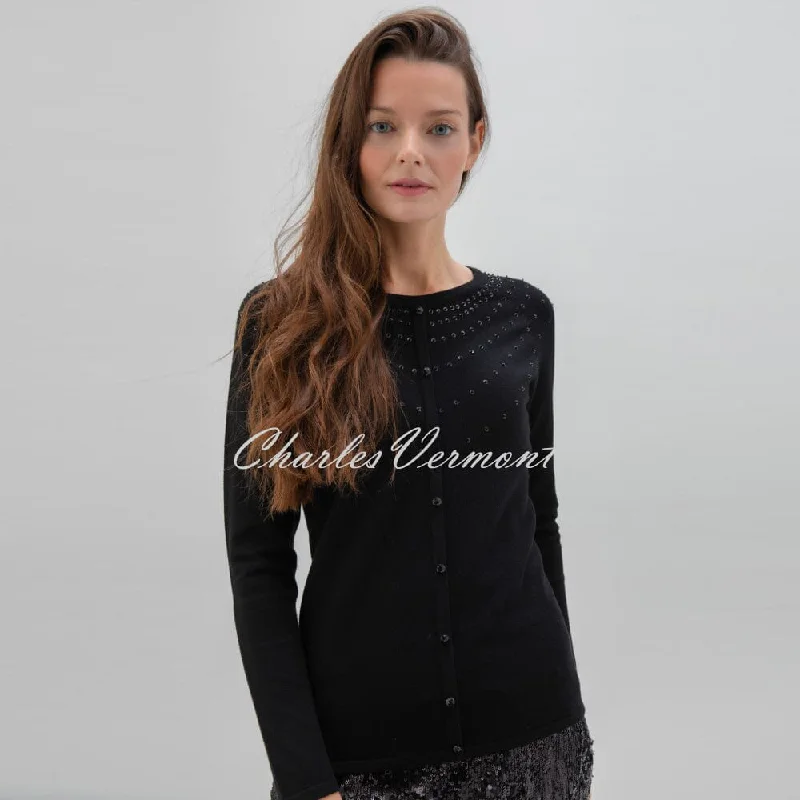 Marble Sequin Sweater - Style 7513-101 (Black) Open Front Closed Front Wrap Front