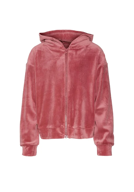 Vero Moda Girl Athena Long Sleeve Velour Jacket, Dry Rose V-Neck Jacket Boat Neck Jacket Square Neck Jacket