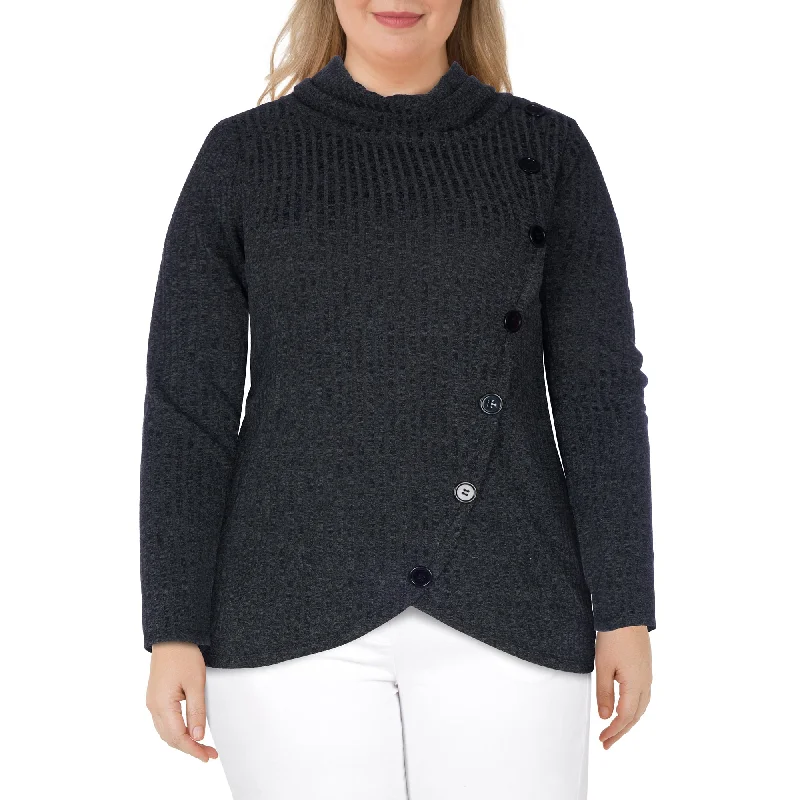 lily morgan Women's Plus Cowl Neck Sweater Knit Top Cashmere Blend Cotton Blend Poly Blend