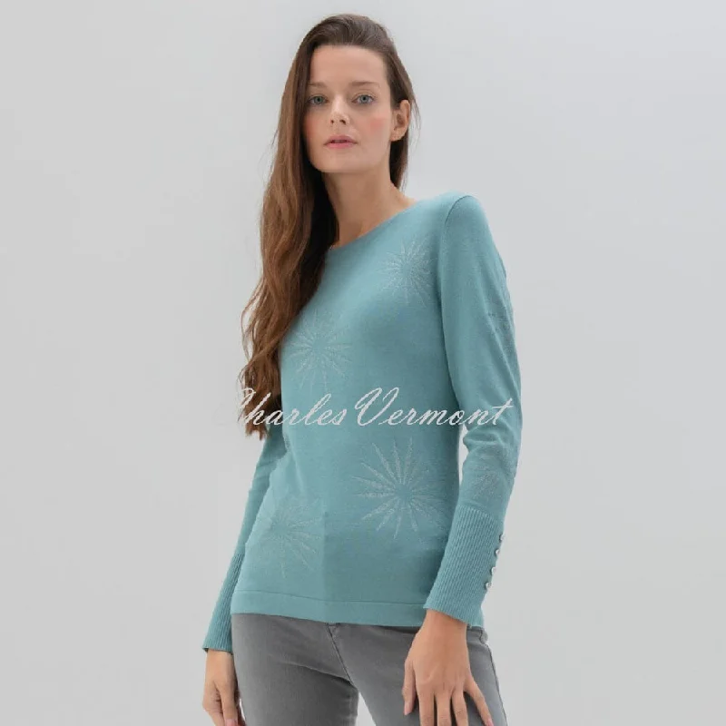 Marble Starburst Print Sweater - Style 7674-223 (Sea Foam) Graphic Sweater Embroidered Appliqued