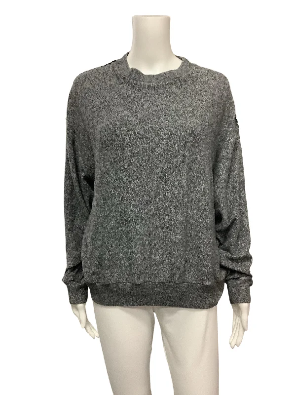 Kooples X Sport Women's Sweater Grey Long Sleeve Size: M Houndstooth Herringbone Solid