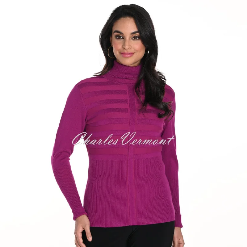 Frank Lyman Turtleneck Sweater - Style 234140U (Magenta) Welt Pockets Slit Pockets Flap Pockets