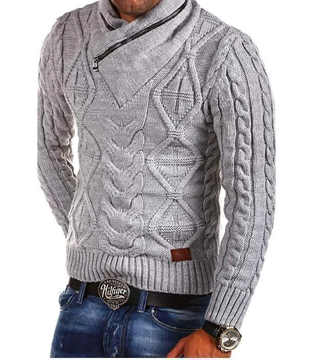 Zipper Turtleneck Sweater For Men Modern Contemporary Chic