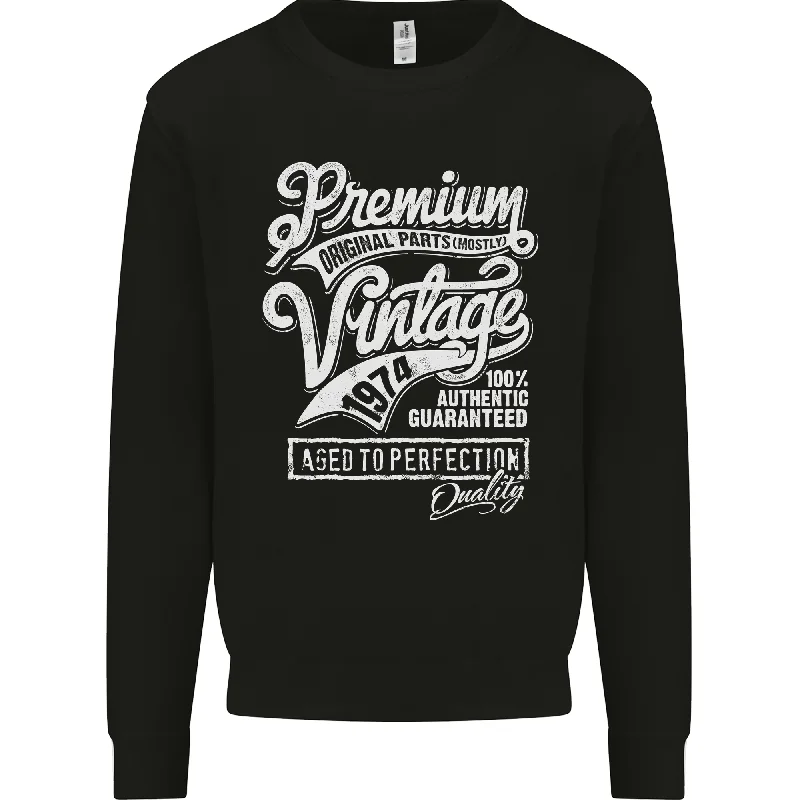 Aged to Perfection Vintage 50th Birthday 1974 Mens Sweatshirt Jumper.Hoodie with Hem Applique Textured Unique Hoodie with Hem Applique Textured Unique