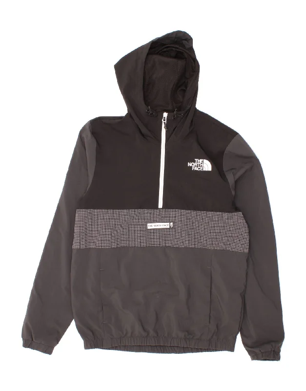 THE NORTH FACE Mens Hooded Anorak Jacket UK 36 Small Grey Colourblock Knit Fabric Woven Fabric Fleece Fabric