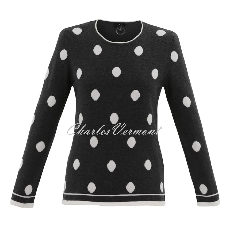 Marble Spot Sweater - Style 7596-105 (Charcoal) Embroidered Appliqued Beaded