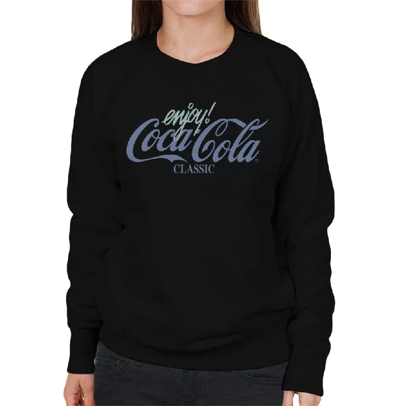 Coca Cola Classic Blue Pastel Logo Women's Sweatshirt.Hoodie Sweatshirt Pullover Hoodie Sweatshirt Pullover