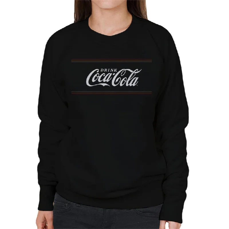 Coca Cola Faded Stripes Logo Women's Sweatshirt.Hoodie with Hem Embroidery Detailed Premium Hoodie with Hem Embroidery Detailed Premium