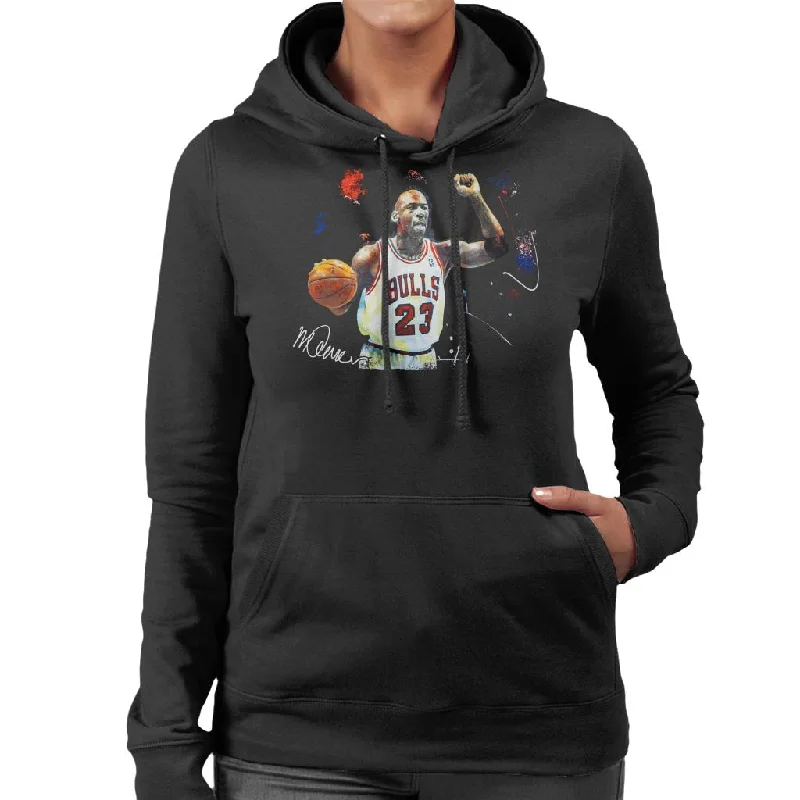 Sidney Maurer Original Portrait Of Michael Jordan Chicago Bulls Basketball Women's Hooded Sweatshirt.Hoodie with Frayed Bohemian Relaxed Hoodie with Frayed Bohemian Relaxed