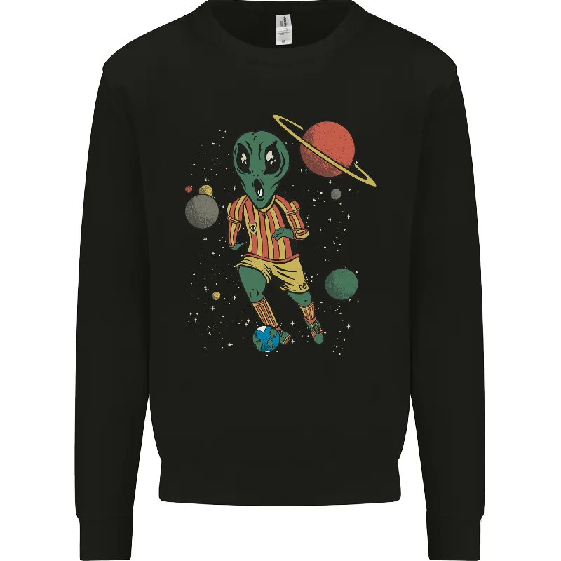 Alien Football Player Space Planets Soccer Mens Sweatshirt Jumper.Hoodie Dress Longline Feminine Hoodie Dress Longline Feminine