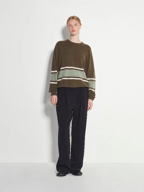 Stripe Crew Sweater (Cashmere) Ivy Chenille Blend Fleece Blend Nylon Blend