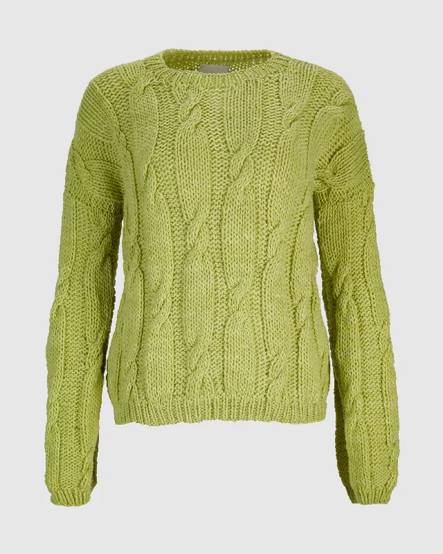 ALPES KNITTED JUMPER IN GREEN Machine Wash Dry Clean Hand Wash