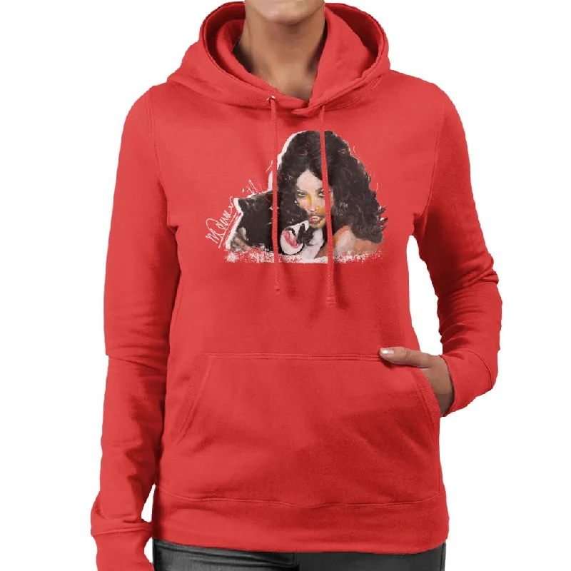 Sidney Maurer Original Portrait Of Naomi Campbell Panther Women's Hooded Sweatshirt.Hoodie with Applique Textured Unique Hoodie with Applique Textured Unique