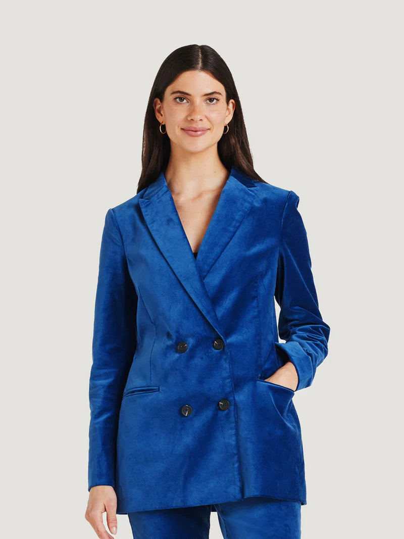 Alleegra Organic Cotton Velvet Jacket - Dark Sapphire Blue Wool Jacket Cashmere Jacket Tweed Jacket