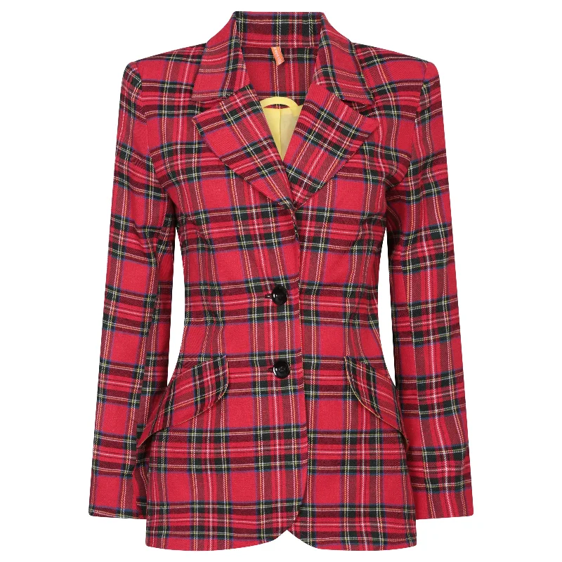 Susan Jacket Red Tartan Snapped Jacket Toggled Jacket Drawstring Jacket