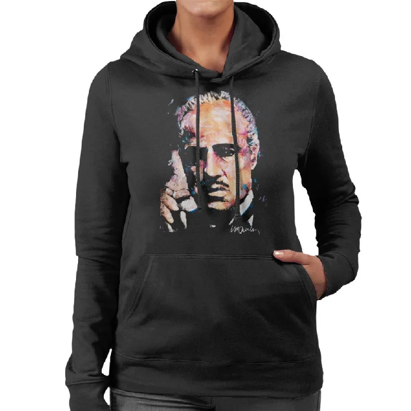 Sidney Maurer Original Portrait Of Marlon Brando Women's Hooded Sweatshirt.Hoodie with Monochrome Minimalist Simple Hoodie with Monochrome Minimalist Simple