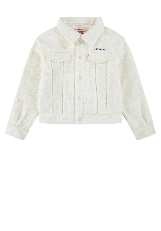 Levi’s Girls Sherpa Long Sleeve Fleece Jacket, Cream Elasticated Jacket Padded Jacket Insulated Jacket