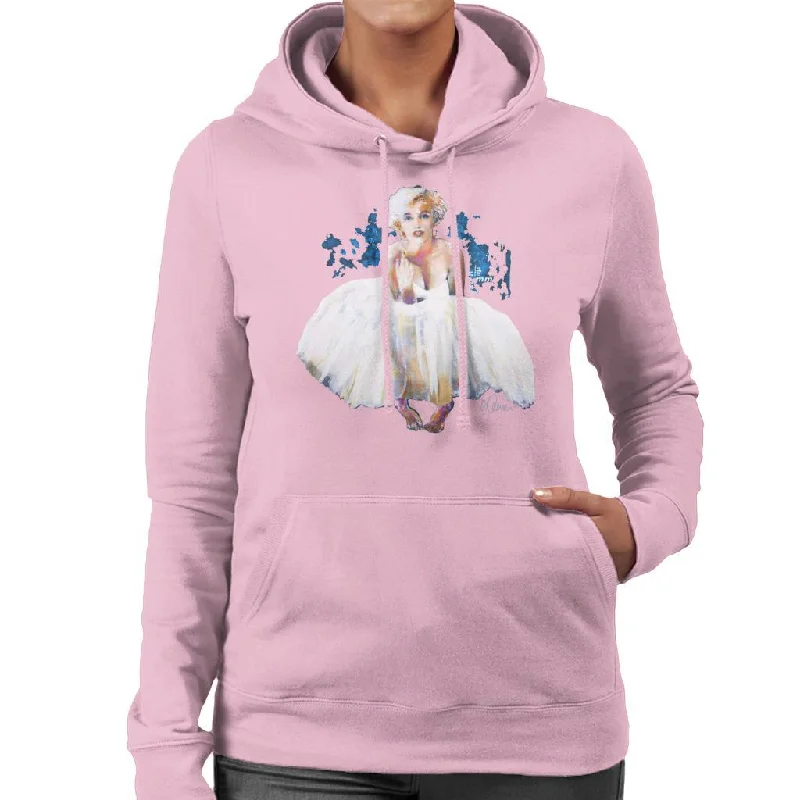 Sidney Maurer Original Portrait Of Marilyn Monroe White Dress Women's Hooded Sweatshirt.Hoodie with Print Artistic Unique Hoodie with Print Artistic Unique