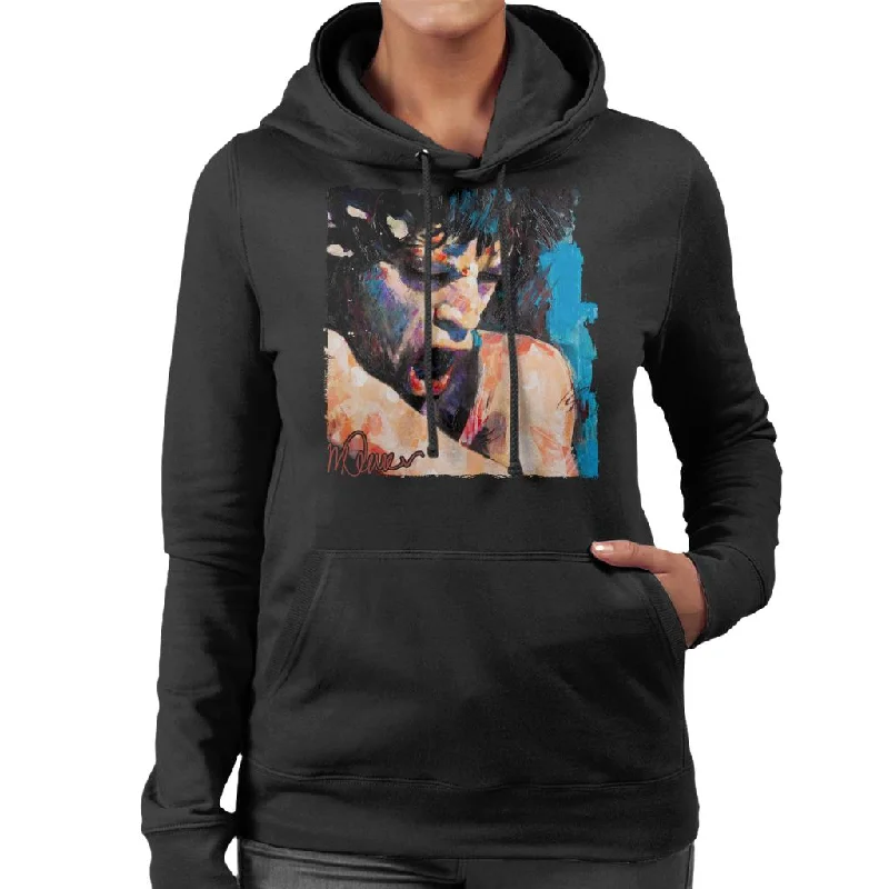 Sidney Maurer Original Portrait Of Mick Jagger Shouting Women's Hooded Sweatshirt.Hoodie with Elastic Cuffs Stretchable Comfortable Hoodie with Elastic Cuffs Stretchable Comfortable