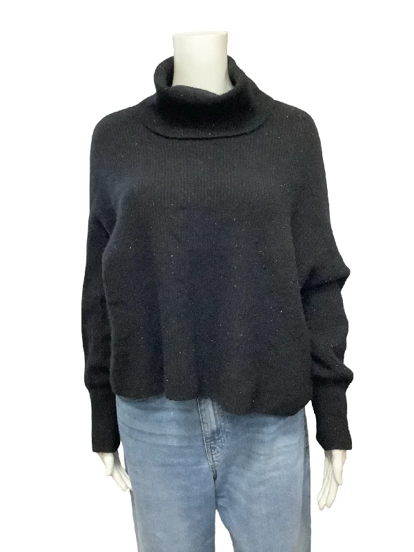 Line Cashmere Turtleneck Sweater Black Size: L Sequined Glittery Shiny