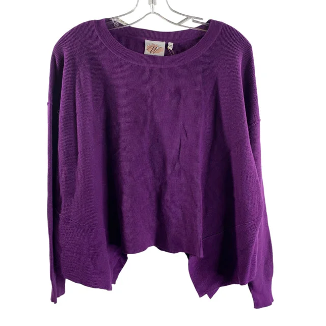 BOUTIQUE W Size ONE SIZE Purple Long Sleeve Oversize Viscose Blend NWT SWEATER Seamless Knitted Crochet