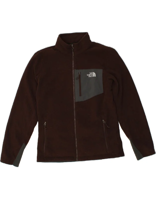 THE NORTH FACE Mens Fleece Jacket UK 38 Medium Brown Polyester Welt Pockets Slit Pockets Flap Pockets