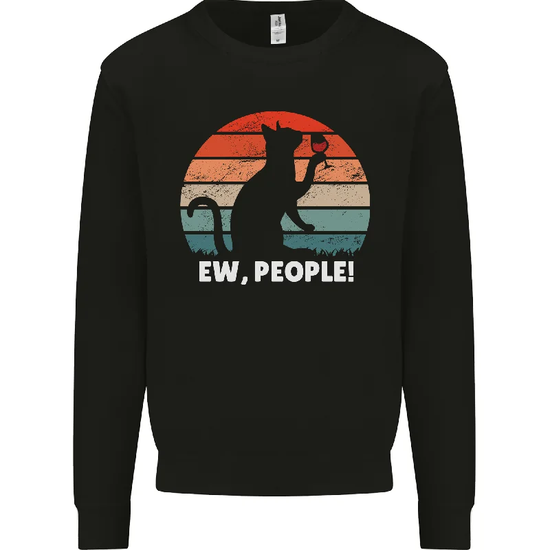 Alcohol Drinking Cat Ew People Mens Sweatshirt Jumper.Hoodie with Color Block Contrast Stylish Hoodie with Color Block Contrast Stylish