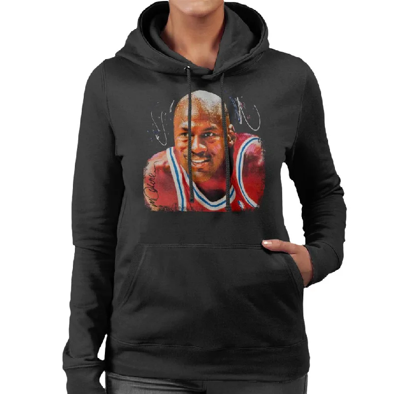 Sidney Maurer Original Portrait Of Michael Jordan Chicago Bulls Women's Hooded Sweatshirt.Hoodie with Raglan Sleeves Sporty Comfortable Hoodie with Raglan Sleeves Sporty Comfortable