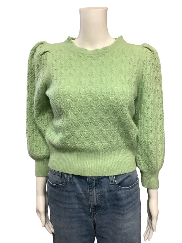 Alice + Olivia Cropped Cashmere Crewneck Sweater Size: S Spandex Rayon Corduroy