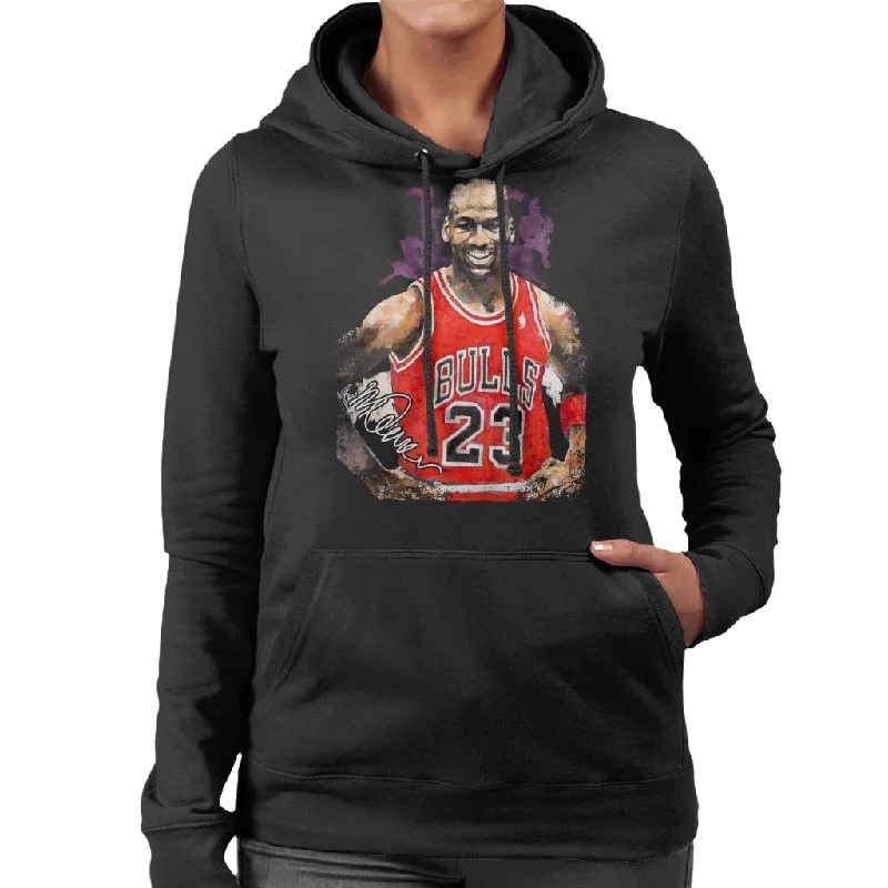 Sidney Maurer Original Portrait Of Michael Jordan Chicago Bulls Vest Women's Hooded Sweatshirt.Hoodie with Relaxed Fit Easy Casual Hoodie with Relaxed Fit Easy Casual