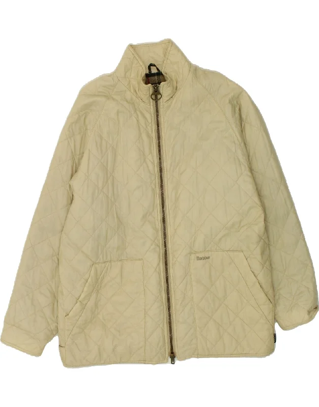 BARBOUR Womens Quilted Jacket UK 20 2XL Beige Toggled Jacket Drawstring Jacket Belted Jacket