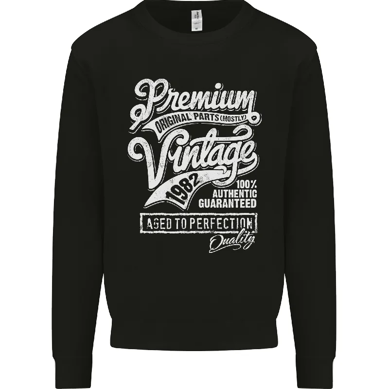 Aged to Perfection Vintage 42nd Birthday 1982 Mens Sweatshirt Jumper.Hoodie with Crew Neck Simple Timeless Hoodie with Crew Neck Simple Timeless