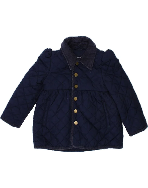 RALPH LAUREN Girls Quilted Jacket 2-3 Years Navy Blue Polyester Oversized Jacket Tailored Jacket Straight Jacket