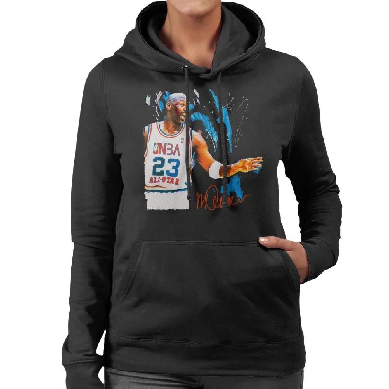 Sidney Maurer Original Portrait Of NBA All Star Michael Jordan Women's Hooded Sweatshirt.Hoodie with Mesh Breathable Sporty Hoodie with Mesh Breathable Sporty