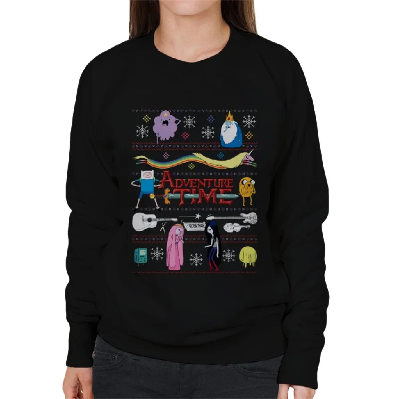 Adventure Time Christmas Characters Montage Women's Sweatshirt.Hoodie with Double Zipper Versatile Adjustable Hoodie with Double Zipper Versatile Adjustable