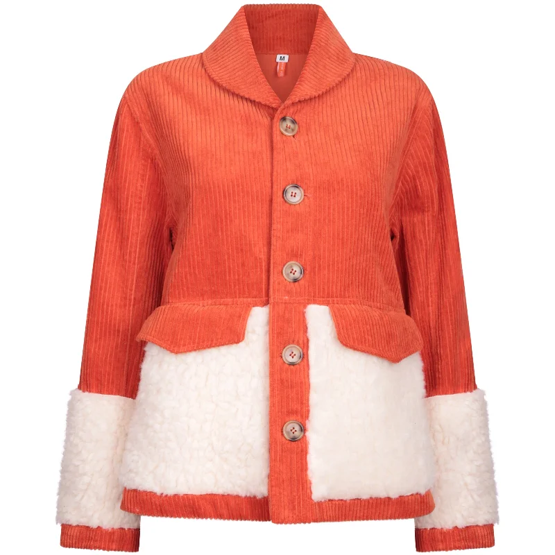 Brooklyn Jacket Orange Zippered Front Buttoned Front Snap Front