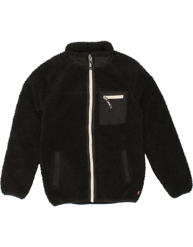 LEVI'S Girls Fleece Jacket 13-14 Years Black Polyester Satin Jacket Silk Jacket Chiffon Jacket